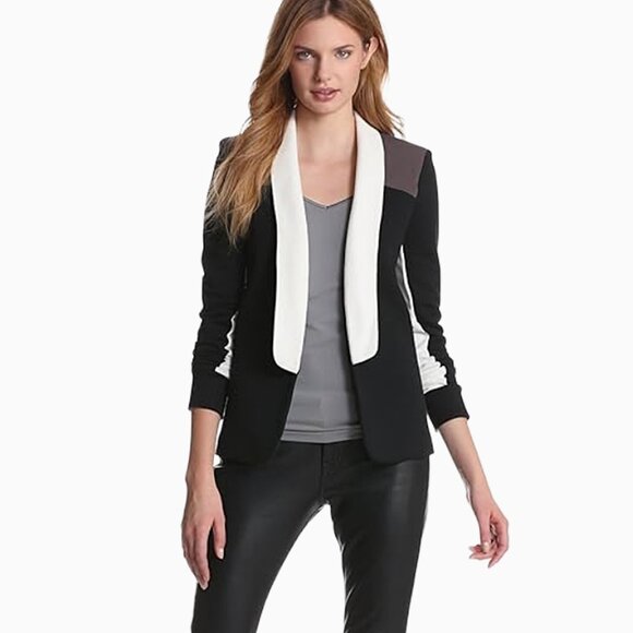Pencey Standard Warrior Blazer SzXS/S Black Colorblock Office Siren Y2K Corpcore - Picture 1 of 9